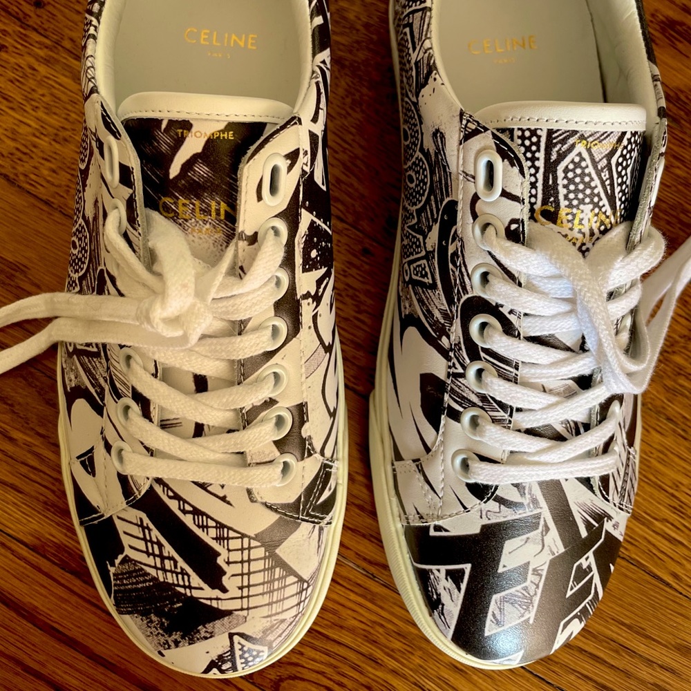 CELINE white and black leather Sneakers